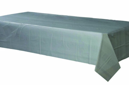 Plastic Rectangular Table Cloth Tablecover – Silver