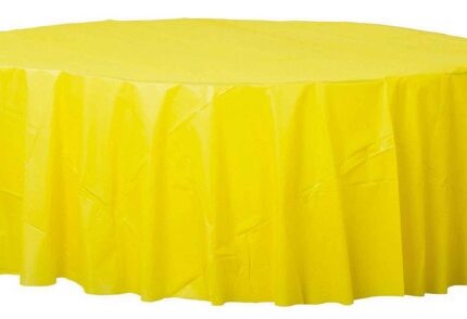 Plastic Round Table Cloth Tablecover – Yellow