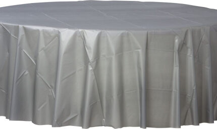 Plastic Round Table Cloth Tablecover – Silver