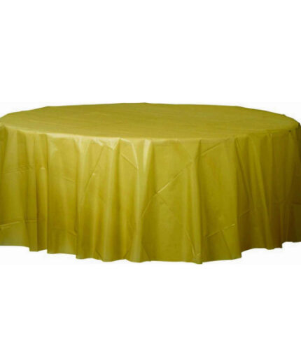 Plastic Round Table Cloth Tablecover – Gold