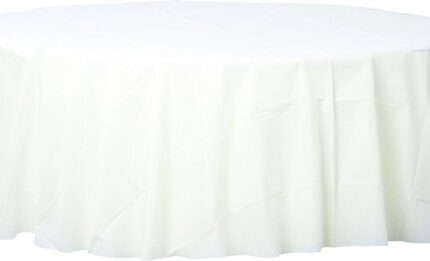 Plastic Round Table Cloth Tablecover – Frosty White