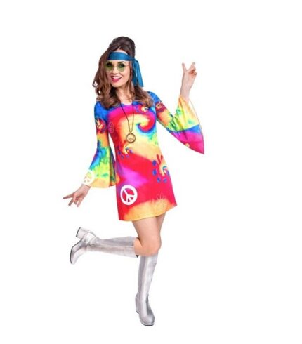 LADIES 60S 70S FREE SPIRIT WOMAN COSTUME FANCY DRESS UP COSTUME PARTY