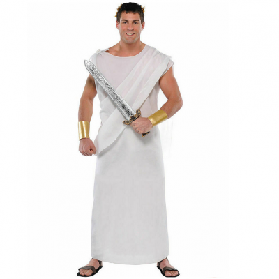 WHITE TOGA MEN’S COSTUME GREEK EGYPTIAN ROMAN VINTAGE FANCY COSTUME PARTY