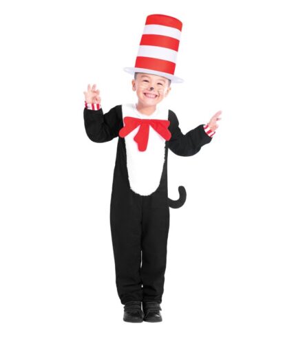 COSTUME DR. SEUSS THE CAT IN THE HAT JUMPSUIT 4-8 YEARS