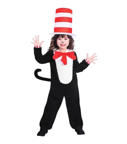 COSTUME DR. SEUSS THE CAT IN THE HAT JUMPSUIT 4-8 YEARS