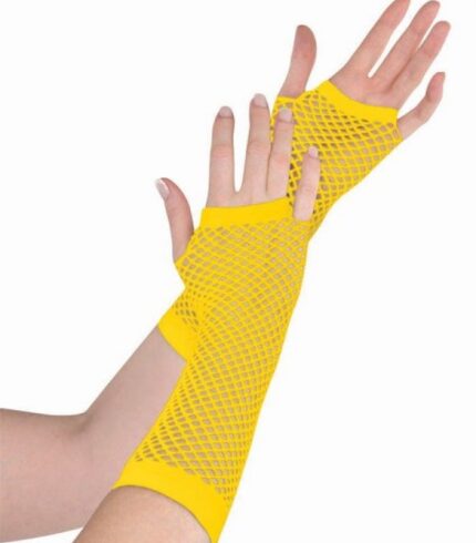 Fishnet Gloves Long – Yellow