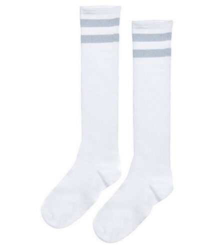 Striped Knee Socks – Silver