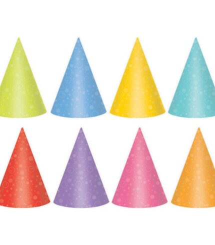 Party Cone Hats 17cm Brights