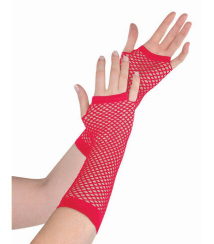 Fishnet Gloves Long – Red