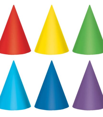 Party Cone Hats 17cm Primary