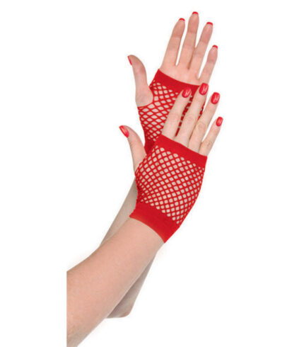 Short Fishnet Gloves – Red