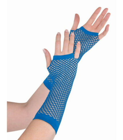 Fishnet Gloves Long – Blue