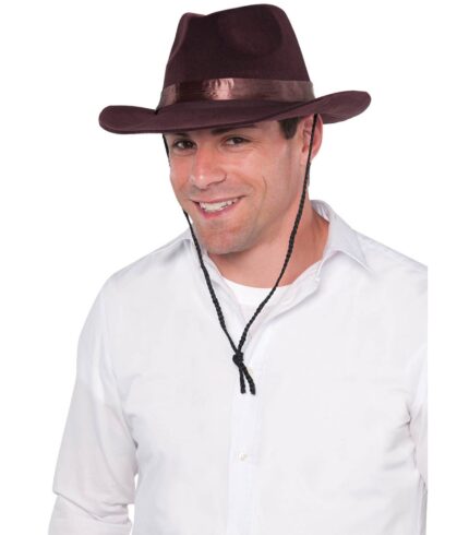 Flocked Cowboy Hat Brown