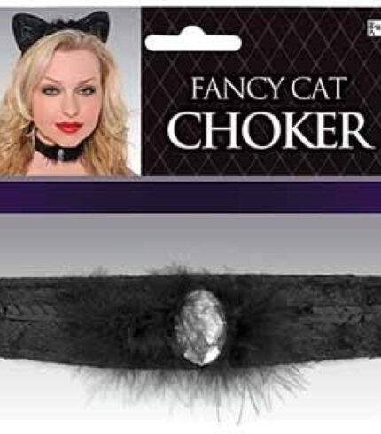 Fancy Black Cat Feather Choker