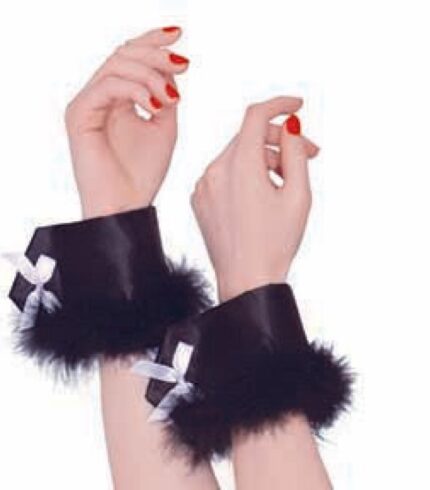 Black Bunny Feather Wrist Cuffs