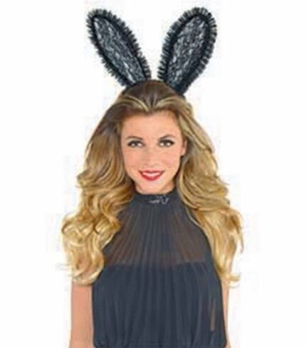 Black Lace Bunny Ears Headband