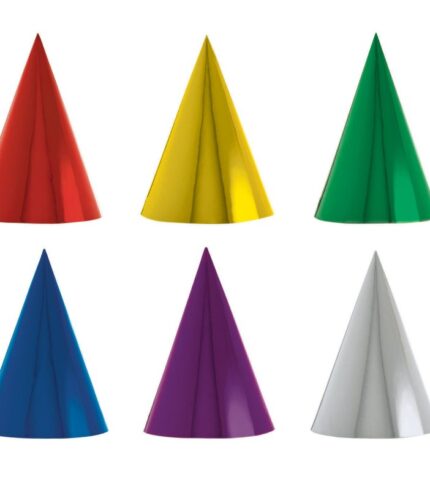 Party Cone Hats 17cm Metallic