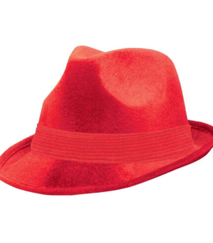 Fedora Velour Hat – Red