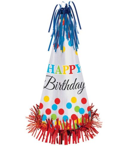 Bright Birthday Large Cone Hat w/Foil Fringe