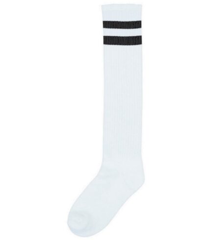 Striped Knee Socks – White