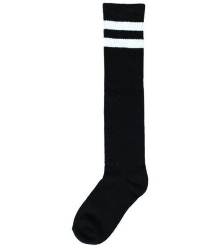 Striped Knee Socks – Black