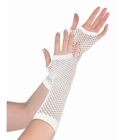 Fishnet Gloves Long – White