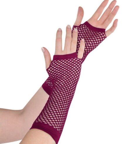 Fishnet Gloves Long – Burgundy