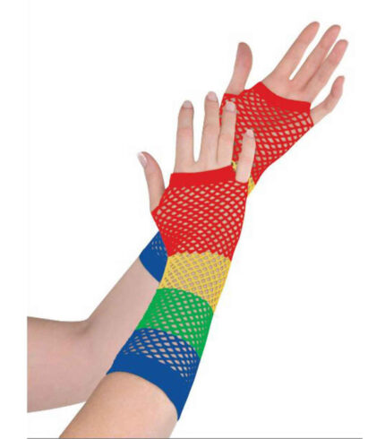 Fishnet Gloves Long – Rainbow