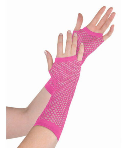 Fishnet Gloves Long – Pink