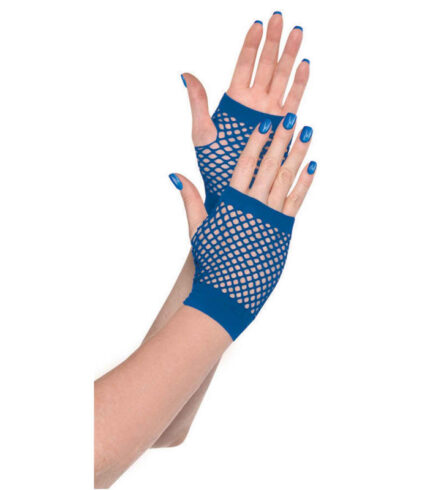 Short Fishnet Gloves – Blue