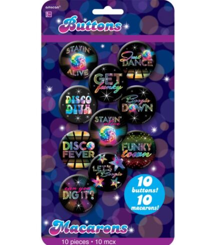 Disco Fever Button Badges 4cm Assorted Designs