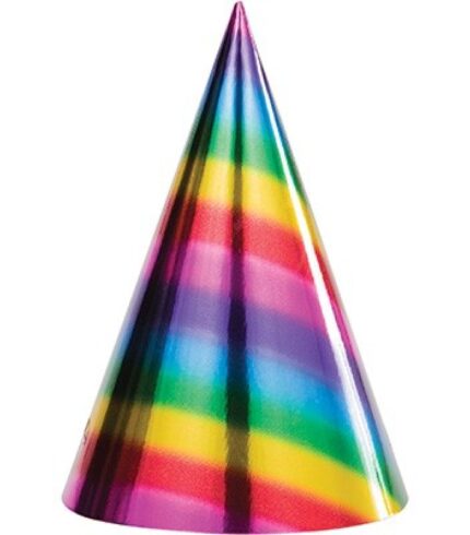 Rainbow Foil Cone Shaped Party Hats