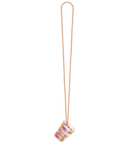 Fiesta Bead Chain Necklace & Plastic Shot Glass