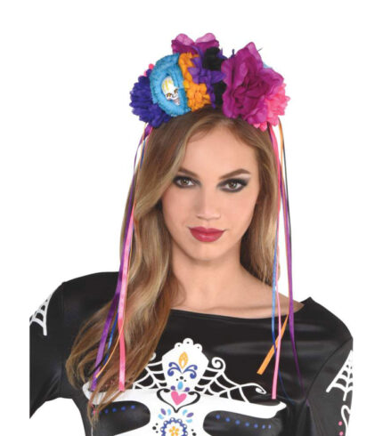 Day Of The Dead Neon Floral Headpiece