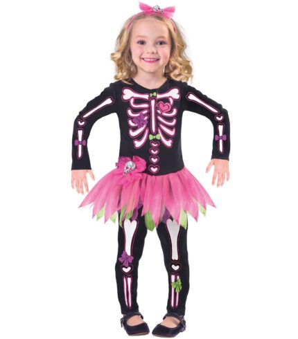 Costume Fancy Bones Skeleton Girls 2-6 Years