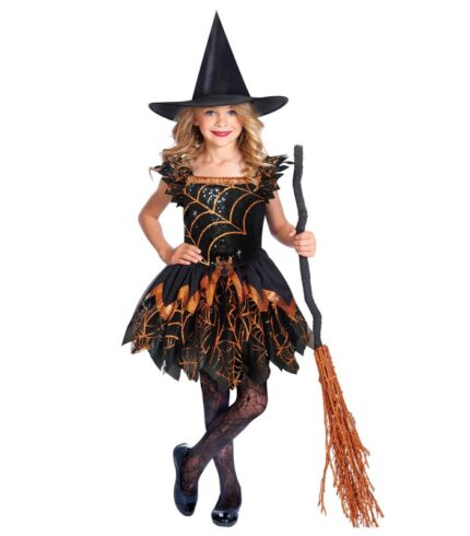 Costume Spooky Spider Witch Girls 3-10 Years