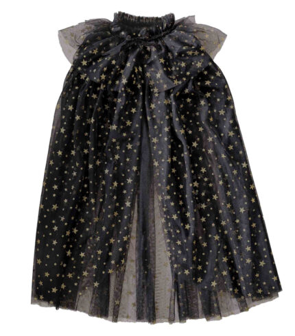 Fancy Dress Black & Gold Star Witch Costume Cape