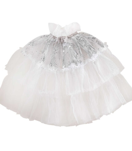 Fancy Dress White & Silver Sparkle Fairy Princess Costume Cape