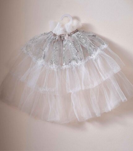 Fancy Dress White & Silver Sparkle Fairy Princess Costume Cape