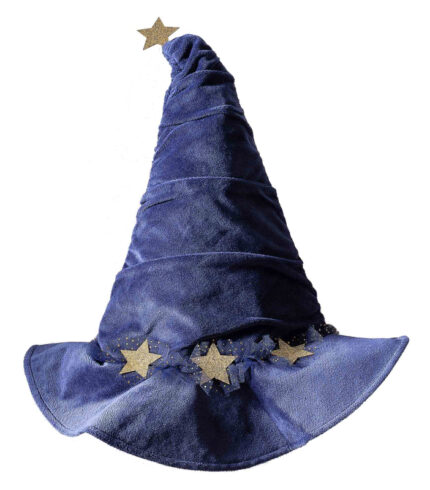 Fancy Dress Navy Velvet Wizard Hat