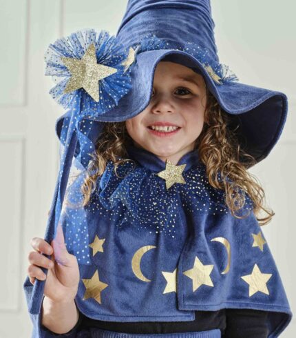 Fancy Dress Navy & Gold Star Wizard Wand