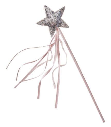 Fancy Dress Pink & Silver Sequin Star Fairy Wand