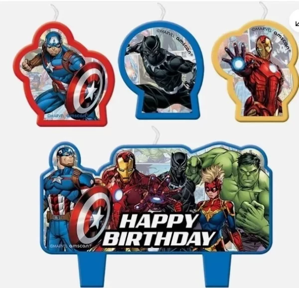 Candle Set Marvel Avengers Birthday (Pack of 4)